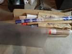 Bamboo stakes, wrapping paper, plastic sheets, misc.