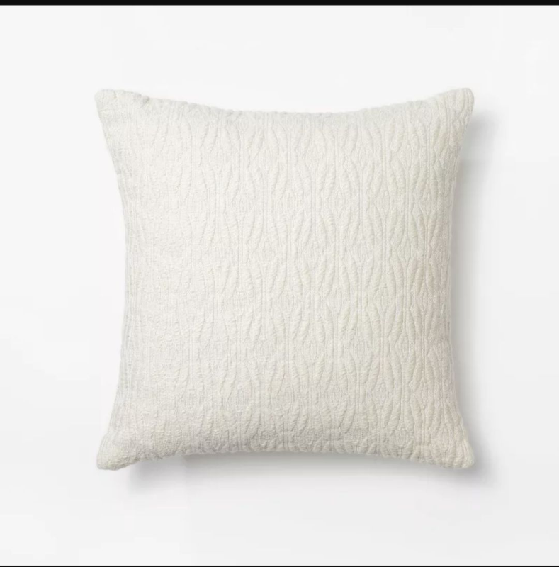 lot 334992 image: THROW PILLOW- 20x20 Woven Diamond Jacquard Square. Cream