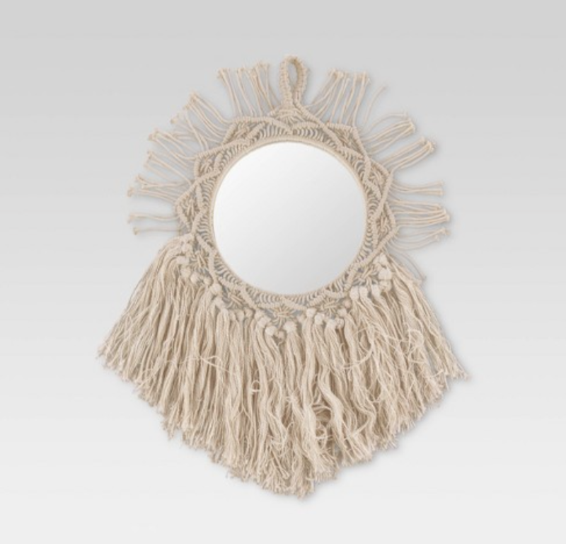 lot 100255 image: WALL ART- Macrame Mirror.