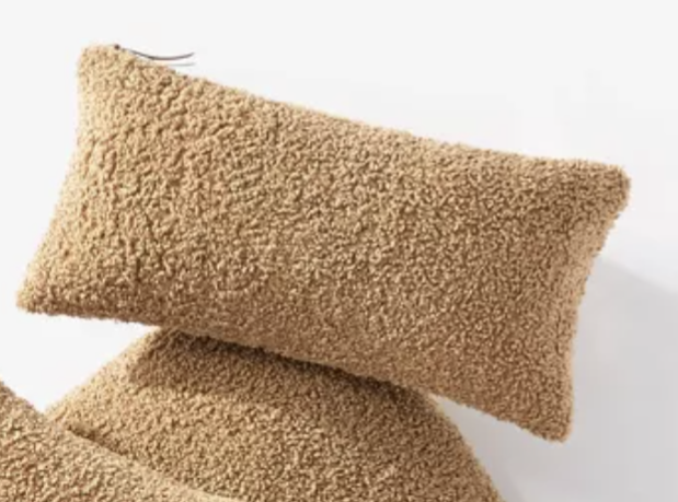 lot 100304 image: TOSS PILLOW- 24 x 12 Teddy Boucle. Brown