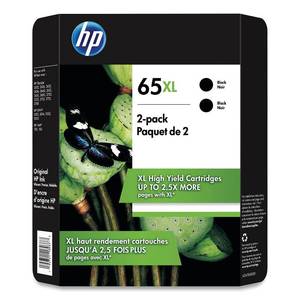 lot 1120 image: HP 65XL 2-Pack High Yield Black Original Ink Cartridge