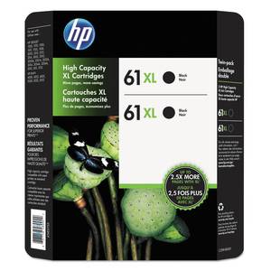lot 1122 image: 4pk HP 61XL BLACK INK CARTRIDGE