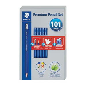 lot 1133 image: Staedtler HB #2 Blue Wood Cased Pencils 50ct with 50 Eraser Caps 1 Pencil Sharpener