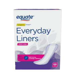 lot 5891 image: Equate Everyday Liners Extra Long Unscented 68 ct