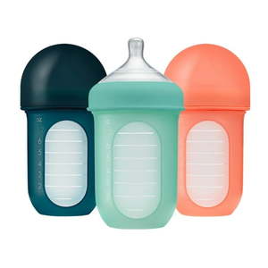 lot 1087 image: Boon NURSH Reusable Silicone Pouch Bottles - 8oz - Mint (2pk)