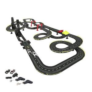 lot 5828 image: Big Loop Chaser Electric Powered Toy Road Racing Set - 2 Mercedes Benz SLS AMG GT3 Racing Cars Included - Missing Cars