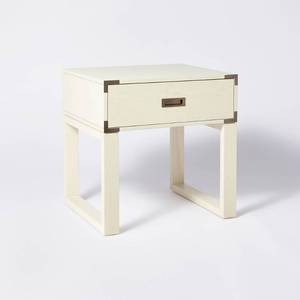 lot 5839 image: Blue Creek Campaign Side Table Nightstand Cream - Threshold designed with Studio McGee