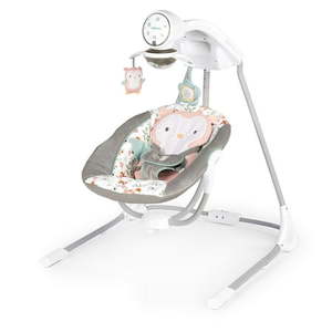 lot 5855 image: Ingenuity InLighten 5-Speed Baby Swing Swivel Infant Seat Nature Sounds Lights - Nally