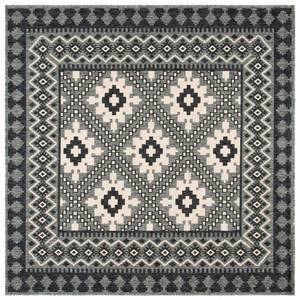 lot 3634 image: SAFAVIEH Veranda IvoryCharcoal 3 ft. x 3 ft. Aztec Geometric IndoorOutdoor Patio Square Area Rug
