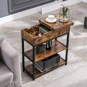 lot 1007 image: Side Table With Flip Top Rustic End Table (stock image is an approximate)