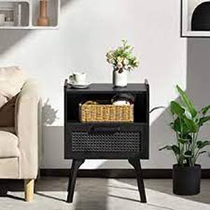 lot 1011 image: Lerliu Rattan Nightstand Set Black