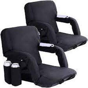 lot 1037 image: 2pk Folding Stadium Seat Black