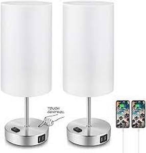 lot 1048 image: Set Of 2 Smart Touch Table Lamps White (color may differ from actual product)