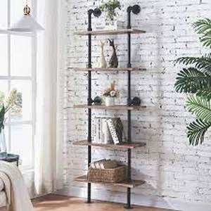 lot 1086 image: Hombazaar 5 Tier Wooden Ladder Shelf