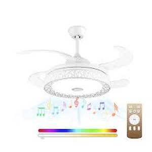 lot 1113 image: LED Retractable Ceiling Fan With Light