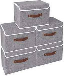 lot 2883 image: Yawinhe 45X30X30cm Storage Boxes 5-Pack