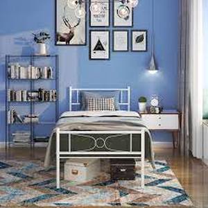 lot 5787 image: White Twin Metal Bed Frame