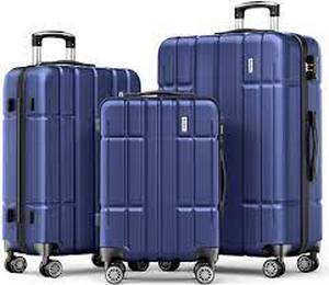 lot 5846 image: 3 Piece Strenforcs Luggage Set, Dark Blue