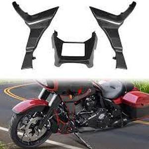 lot 5863 image: Carbon Fiber Style Fairing Spoiler Covers And Extended Chin Spoiler For Harley Road Glide