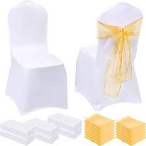 lot 1980 image: Mepase 100pcs Stretch Chair Covers White