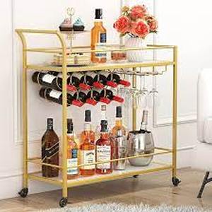 lot 3657 image: Lifewit Bar Cart Gold