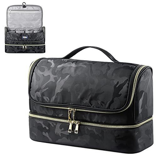 lot 1064 image: Double-Layer Travel Case Compatible for Dyson Airwrap & Shark Flexstyle Styler & Hair Dryer with Large Waterproof Compartment, Storage Carrying Bag for Airwrap Attachments (Camo Black) Retail $27.48