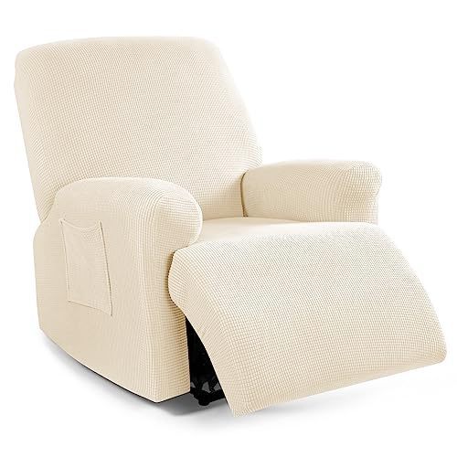 lot 1062 image: TAOCOCO Recliner Cover 4-Pieces, Recliner Stretch Sofa Slipcover Cover 1 Seat Couch Soft Furniture Protector with Elastic Chair Covers (Beige) Retail $49.99