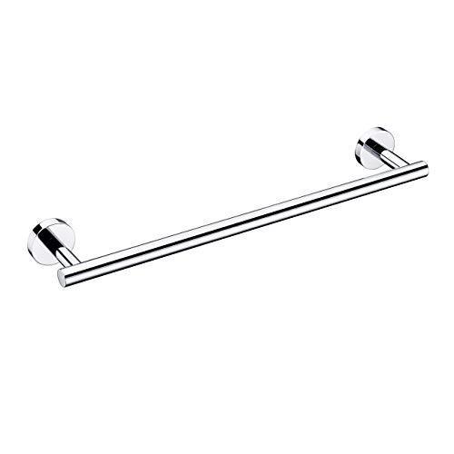 lot 1063 image: Hoooh 18-Inch Bathroom Single Towel Bar SUS 304 Stainless Steel Towel Holder Rack Wall Mount Polished Finish, A100L45-CH Retail $22.83