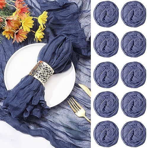 lot 1082 image: Set of 20 Gauze Cheesecloth Napkins 19.7 x 19.7 Inch (Dusty Blue) Retail $21.28