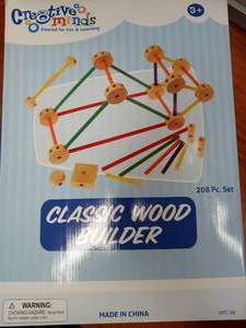 lot 1070 image: creative minds classic Wood builder 208 pc set Retail $49.99