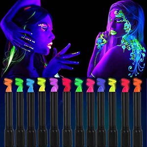 lot 1138 image: 12 Colors Glow Face Body Paint, UV Crayons Makeup Glow in The Black Light Retail $13.18