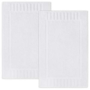 lot 1119 image: White Classic Luxury Bath Mat Floor Towel Set - Absorbent Cotton Hotel Spa ShowerBathtub Mats Not a Bathroom Rug 22x34  2 Pack  White Retail $21.99