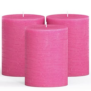 lot 1163 image: CANDWAX 3x4 Pillar Candles Set of 3 - Decorative Rustic Candles Unscented and Dinner Candles - Ideal as Wedding Candles or Large Candles for Home Interior - Hot Pink Candles Retail $22.95