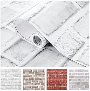 lot 1189 image: Peel and Stick Wallpaper Brick 17.7x118.1 Inches White Gray Removable Wallpaper Peel and Stick Self Adhesive Faux Brick Retail $12.89