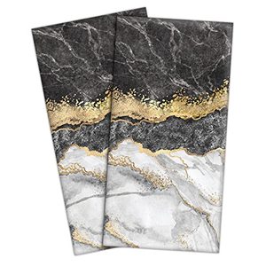 lot 1226 image: Black Gold Marble Hand Towels Soft Absorbent (Set of 2, 13.8x27.6 In) Retail $17.99