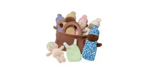 lot 1067 image: Creative Minds Basket of Soft Babies with Removable Sack Dresses - Set of 6 Retail $47.99