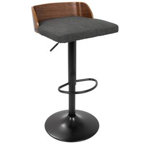 lot 1004 image: Maya Mid-Century Modern Adjustable Barstool in Walnut Wood and Charcoal Fabric by LumiSource Retail $151.21