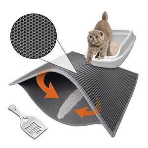 lot 1007 image: Pieviev Cat Litter Mat Anti-Tracking Litter Mat, 30 X 24 Inch Honeycomb Double Layer Waterproof Urine Proof Trapping Mat for Litter Boxes, Large Size Easy Clean Scatter Control (Scoop Included) Retail $29.99