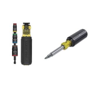 lot 1015 image: Klein Tools 32900 Impact Driver, 7-in-1 Impact Flip Socket Set with Handle & 32500 11-in-1 ScrewdriverNut Driver Set, 8 Bits (Phillips, Slotted, Torx, Square), 3 Nut Driver Sizes Retail $44.94