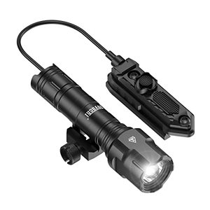 lot 1039 image: Feyachi 1200 Lumen Tactical Flashlight Matte Black LED Weapon Light with Pressure Switch, 3 Modes - HighLowStrobe, Fixed Picatinny Flashlight Mount (Black) Retail $57.44