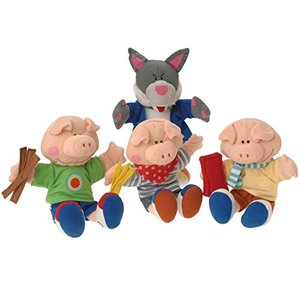 lot 1068 image: Constructive Playthings The Three Little Pigs Wolf and Pig Puppet Set from The Childhood Favorite Book Retail $55.99