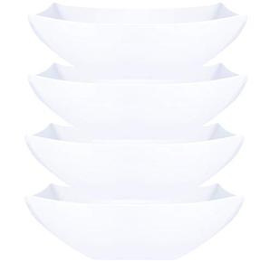 lot 1093 image: PLASTICPRO Disposable 128 ounce Square Serving Bowls, Party Snack or Salad Bowl, Extra Large Plastic Elegant White Pack of 4 Retail $29.99