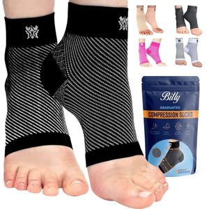 lot 1100 image: Bitly Plantar Fasciitis Compression Socks for Women & Men - Best Ankle Compression Sleeve, Nano Brace for Everyday Use - Provides Arch Support & Heel Pain Relief (Black, Medium) Retail $19.99