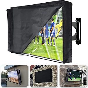 lot 1104 image: Outdoor TV Cover 55-58 Inch with Clear Scratch Resistant Front Flap  Bottom Cover, with Remote Controller Pocket Retail $37.62