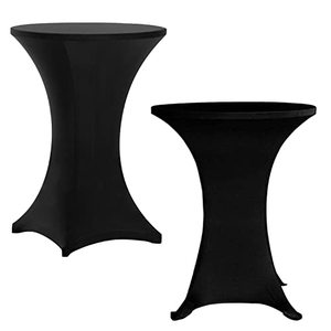 lot 1108 image: 2 Pack 30inch Highboy Cocktail Round Spandex Table Cover Four-Way Tight Fitted (30X42,Black) Retail $22.29