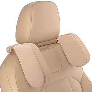 lot 1120 image: Car Seat Headrest Pillow,Head Neck Support Detachable,Premium Seat Held Pillow,180 Degree Adjustable Both Sides Travel Sleeping Cushion for Kids Adults (Beige) Retail $32.99