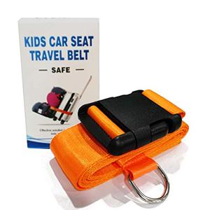 lot 1127 image: Car Seat Belt Strap to Suitcase, Convert Kid Car Seat and Carry-on Luggage to Airport Stroller Carrier,Safe Travel Solution for Transport (Orange) Retail $26.71