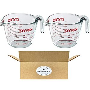 lot 1129 image: Pyrex Prepware 1-Cup Glass Measuring Cup (Pack of 2), with Supreme Box Safe Packaging Retail $20.95