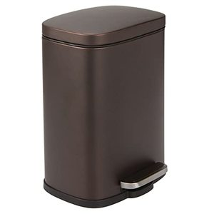 lot 1131 image: Stainless Steel Touchless Rectangular 1.3 Gallon5 Liter Foot Step Trash Can with Lid - Wastebasket Container Bin Bronze Retail $29.99