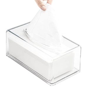 lot 1142 image: Square Clear Acrylic Tissue Box, Box Covers Rectangular, Bathroom Facial Napkin Box Holders, Table Clear Dryer Sheet Dispenser for Bathroom, Kitchen and Cars Retail $17.02